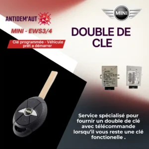 double clé de voiture avec télécommande 3 boutons - EWS3 / EWS4 – Mini