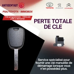 Perte totale de clé – Clé avec démarrage pour Peugeot 107 / Citroën C1 / Toyota Aygo (2006-2014)