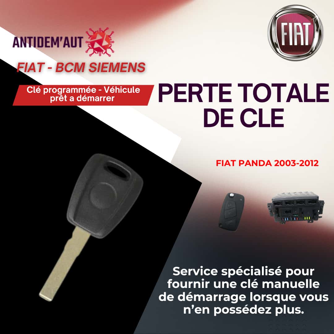 Perte totale de clé – Fiat avec boîtier BCM Siemens (Clé manuelle)