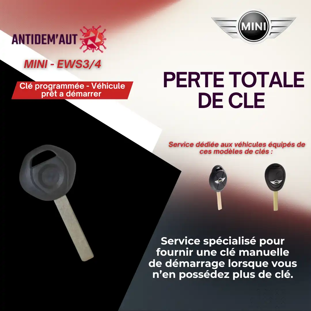 Perte totale de clé sans télécommande – Mini (systèmes EWS3 / EWS4)