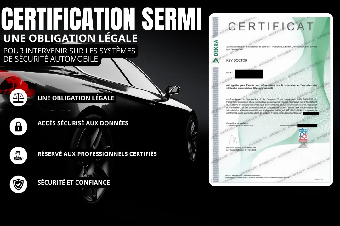 Certification SERMI : une obligation légale pour intervenir sur les systèmes de sécurité automobile